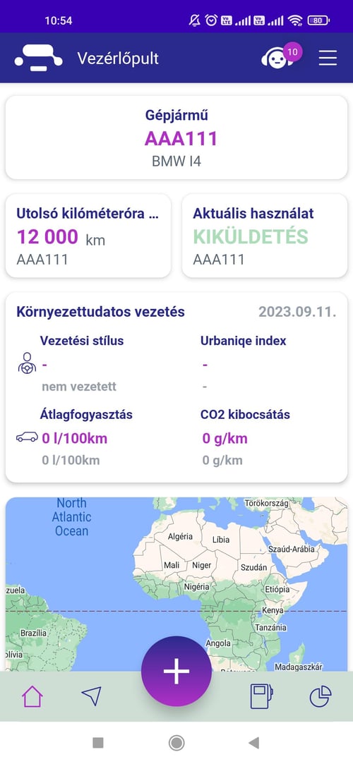 új gépjármű hozzáadása egyetlen érintéssel - Urbaniqe zöld flottamenedzsment