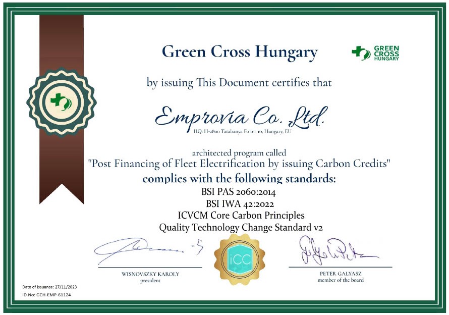 emprovia certificate post financing fleet electrification 20231130