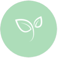 urbaniqe decarbonization | round green icon with a white leaf symbol 